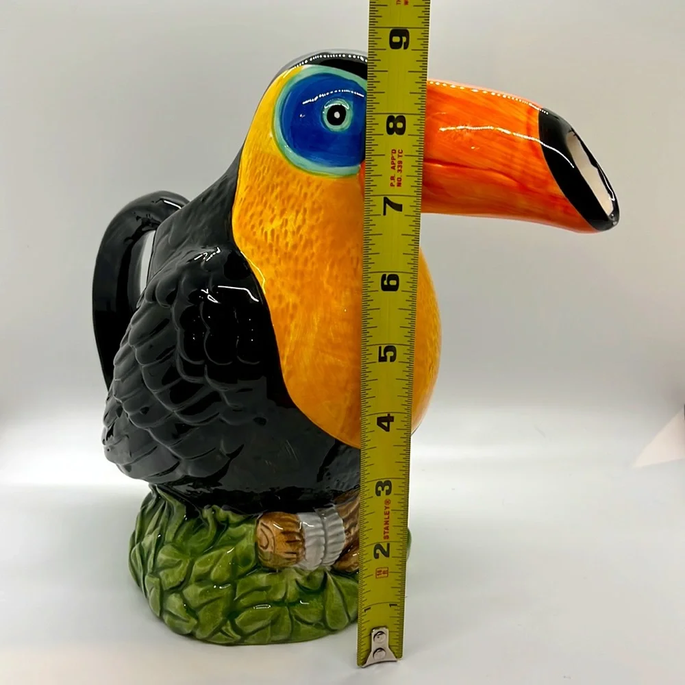 Vintage Toucan Bird Ceramic Colorful Beverage Pitcher
